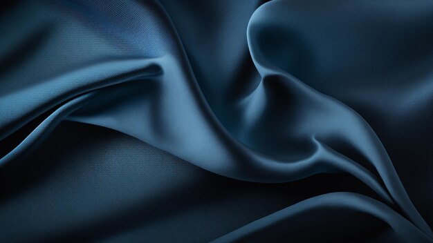 Closeup navy blue fabric wallpaper abstract wave background Generative AI