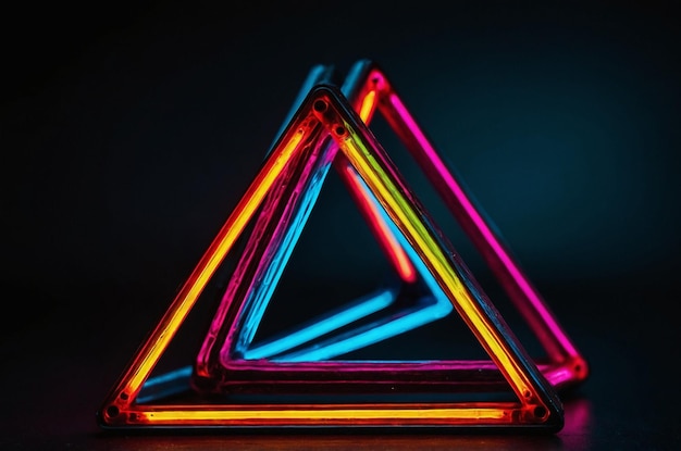 CloseUp of Neon Triangle on Black Background