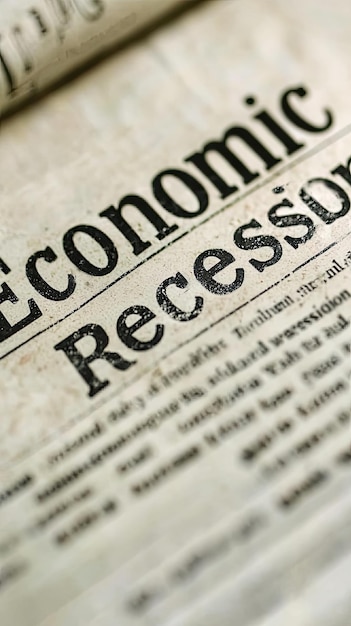 Closeup of a newspaper headline that reads Economic Recession The image evokes a sense of concern and uncertainty