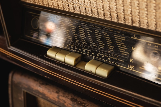 Closeup of an old radio receiver