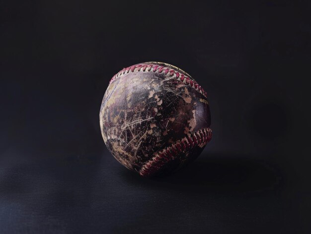 Photo a closeup of an old worn baseball on a dark background suitable for use in sportsthemed projects or as a design element