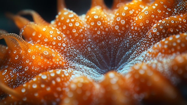 Photo closeup of an orange and white sea anemone