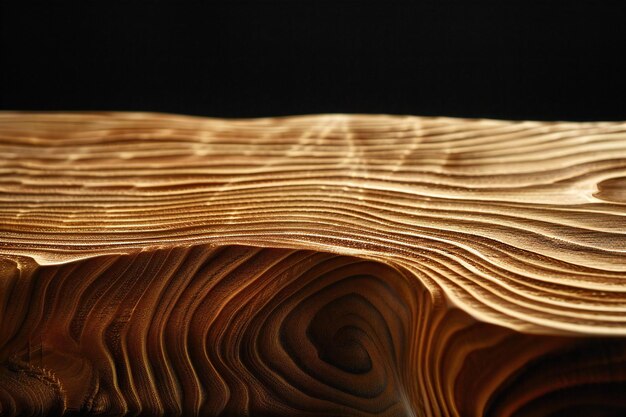 Photo a closeup of an organic flowing wood design with visible grain patterns on the surface set against