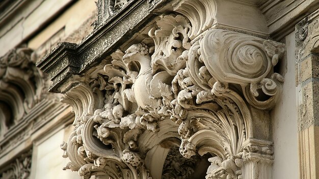 Closeup of Ornate Baroque Castle Architecture Details