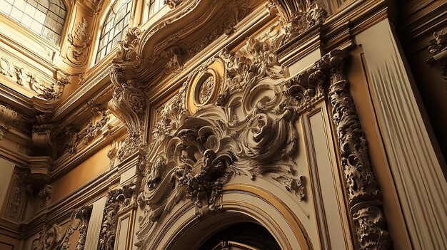 Closeup of Ornate Baroque Castle Architecture Details