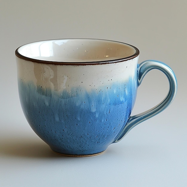 Closeup Outside White Inside Blue Cup Mug