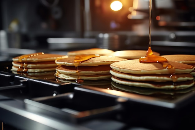 CloseUp of Pancakes Being Flipped on a Griddle