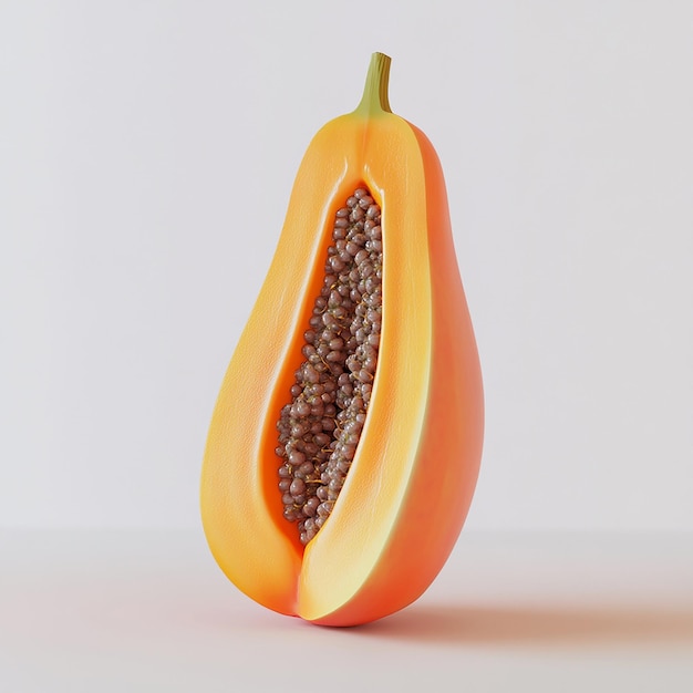 Closeup of Papaya on White Background