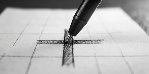 Photo closeup of pen marking an x on voting ballot