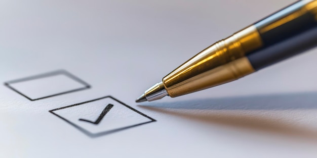 Photo closeup of pen marking an x on voting ballot