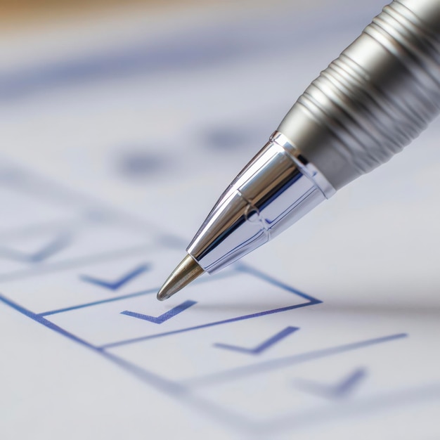 Photo closeup of pen marking an x on voting ballot