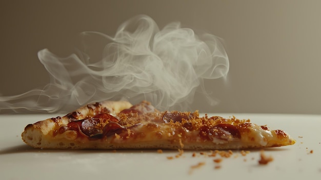 Photo closeup of pepperoni pizza slice with melting cheese on white background