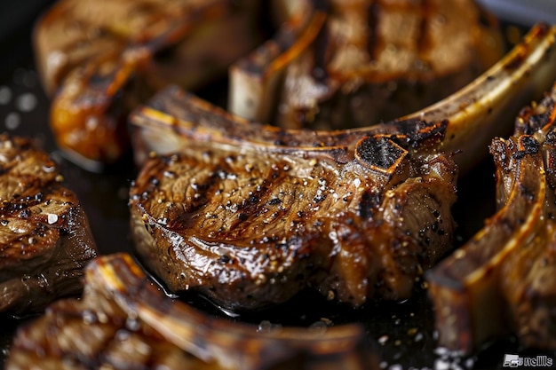 Photo closeup of perfectly grilled lamb