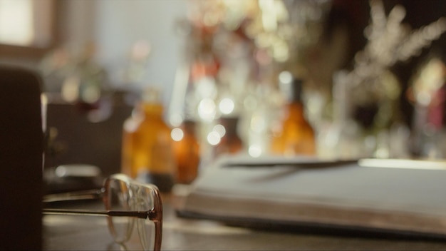 Closeup of a perfumer's workplace premium photo