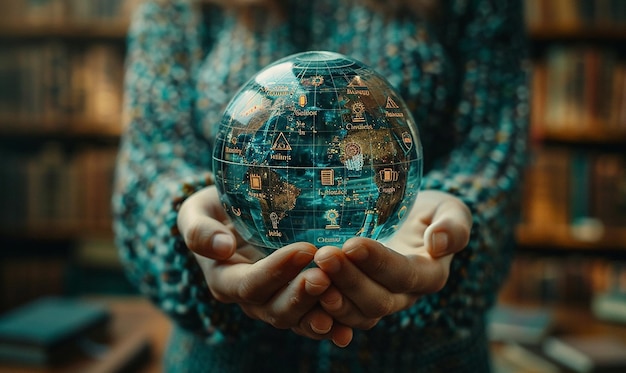 Closeup of a Person Holding a Globe