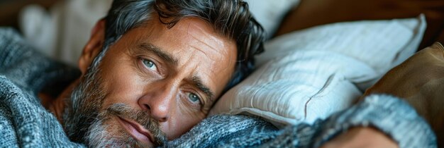 Photo closeup of a person laying on a bed