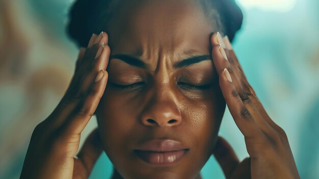 Closeup of a Person Pressing Their Temples