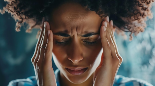 Closeup of a Person Pressing Their Temples