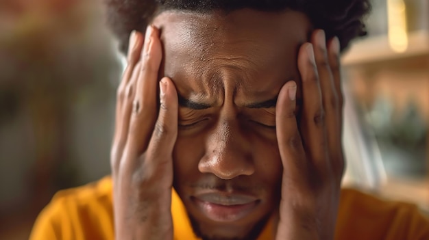 Closeup of a Person Pressing Their Temples