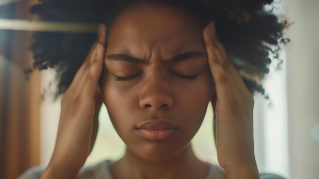 Closeup of a Person Pressing Their Temples