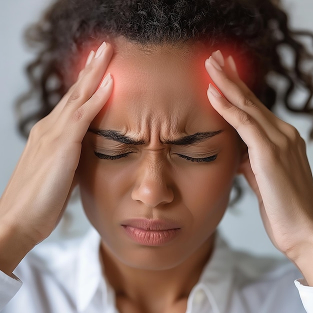 Closeup of a Person Pressing Their Temples