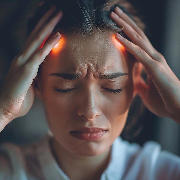 Closeup of a Person Pressing Their Temples