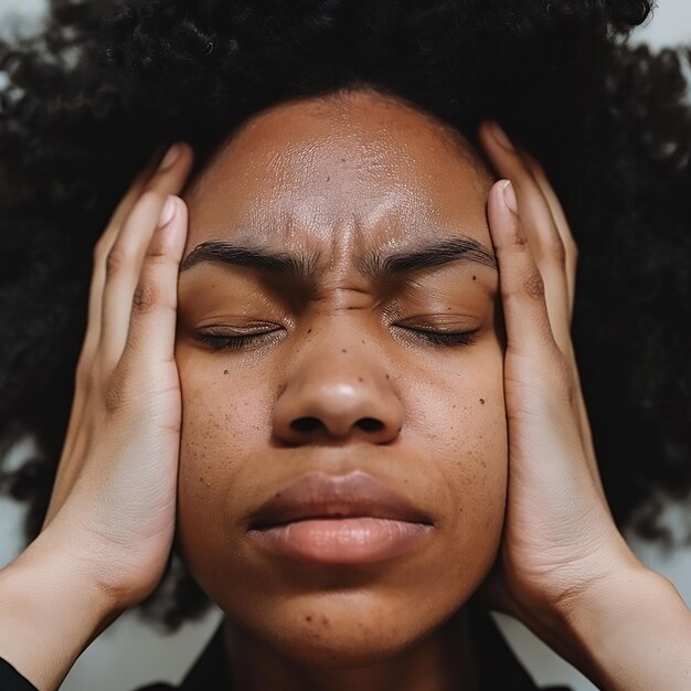 Closeup of a Person Pressing Their Temples