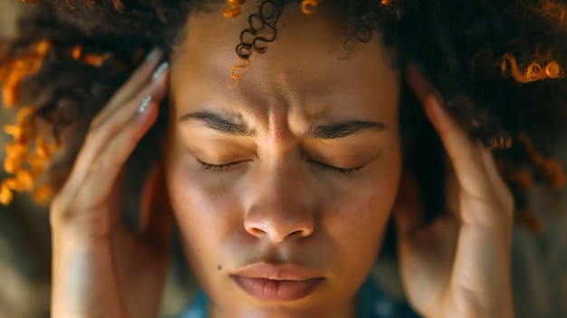 Closeup of a Person Pressing Their Temples