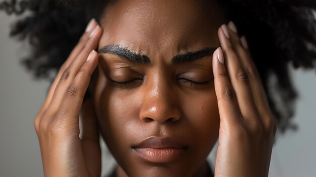 Closeup of a Person Pressing Their Temples