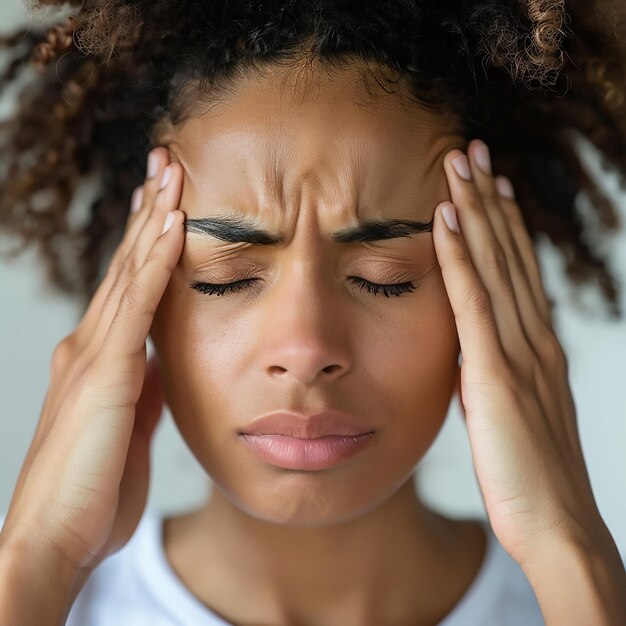 Closeup of a Person Pressing Their Temples