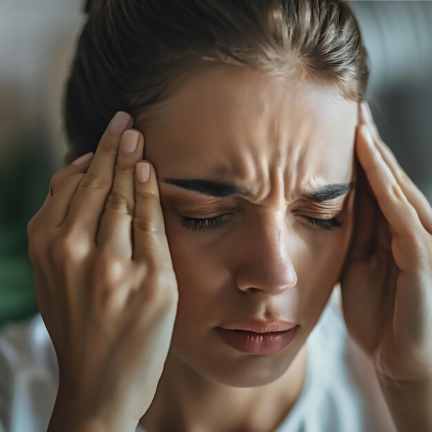 Closeup of a Person Pressing Their Temples