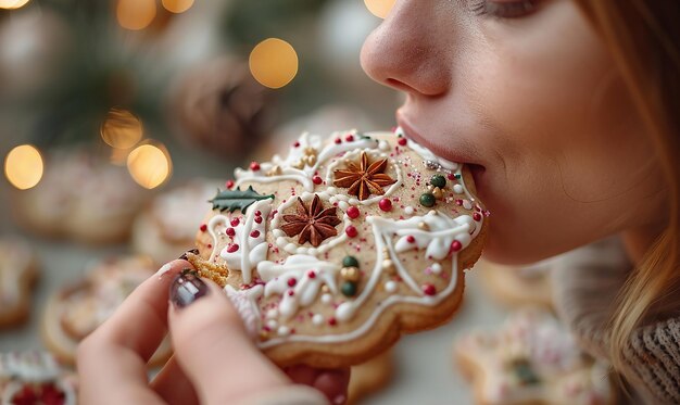 Photo closeup of a person savoring a bite of a beautiful dish