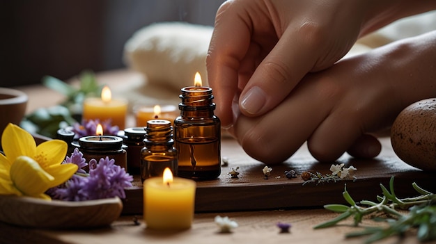 Photo closeup of person using aromatherapy