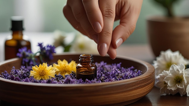 Photo closeup of person using aromatherapy