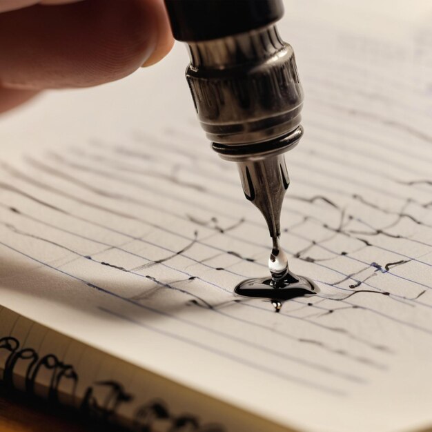 Photo closeup of a person writing with a pen