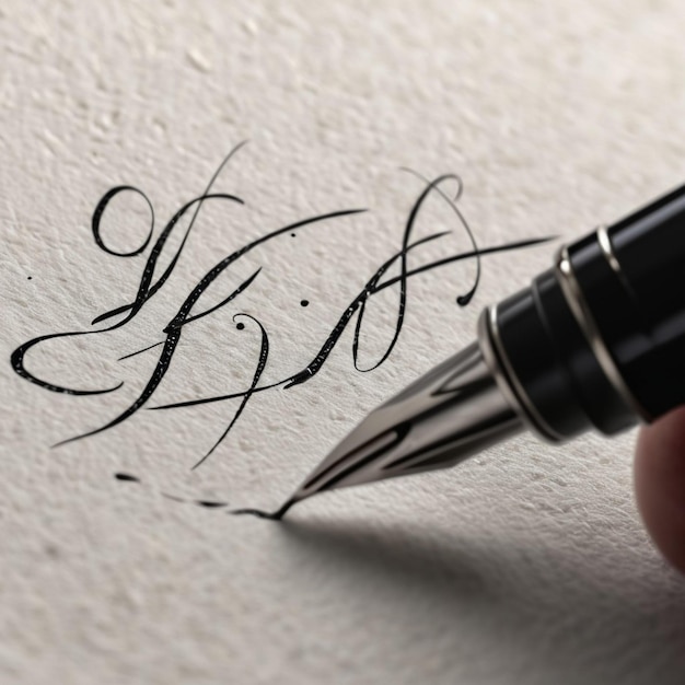 Photo closeup of a person writing with a pen