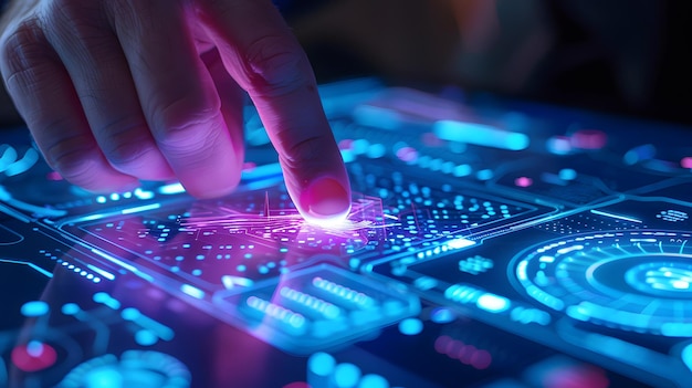 A closeup of a persons hand using a gesture to control a digital interface ai generated