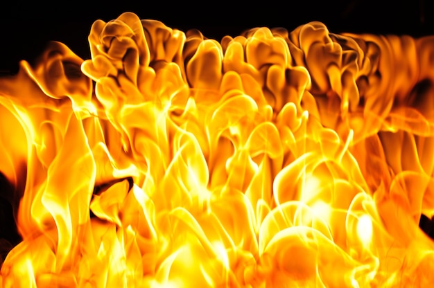 Closeup photo of bright orange yellow flame