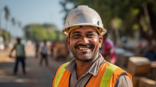 A closeup photo of a civil engineer in a road construction project