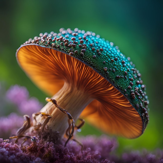 Closeup photo of colorful mushroom