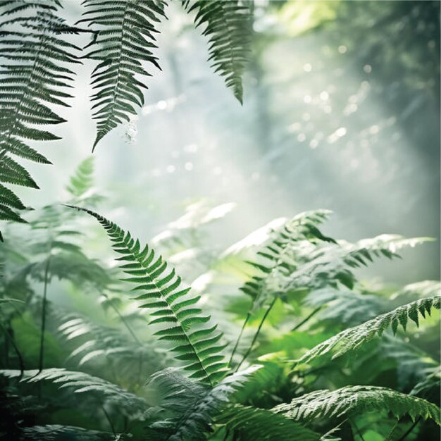 Closeup photo of fern leaves with a blurry background