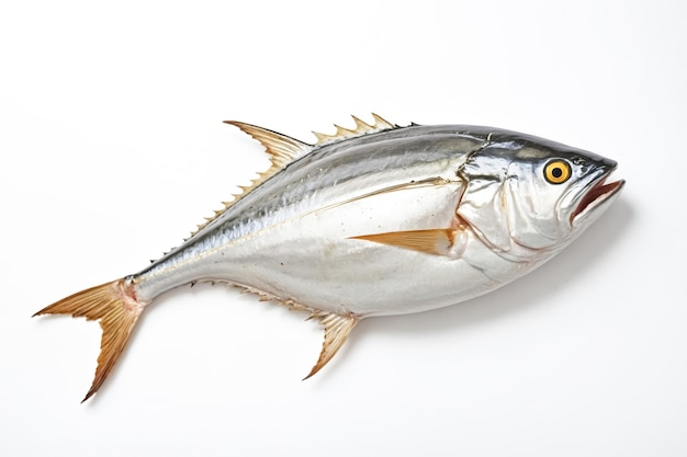 Closeup photo of a red fish with a large mouth on a white background