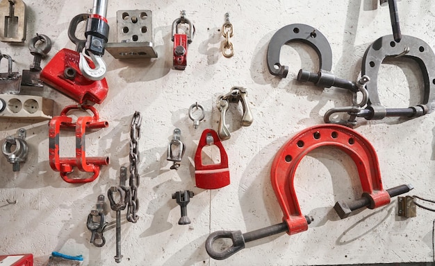 Closeup photo of repair tools at the service center