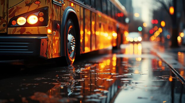 Closeup photo of school bus on the road