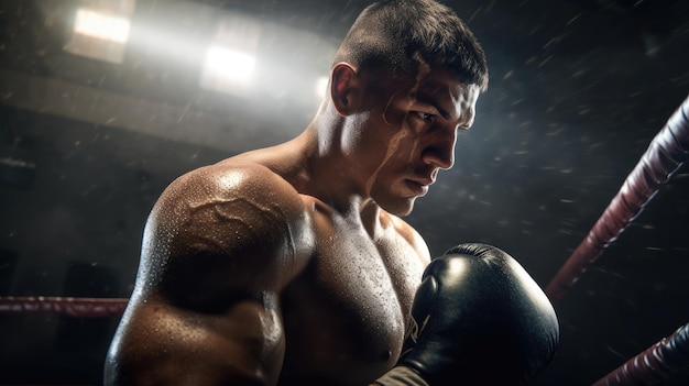 Closeup photo of young male boxer