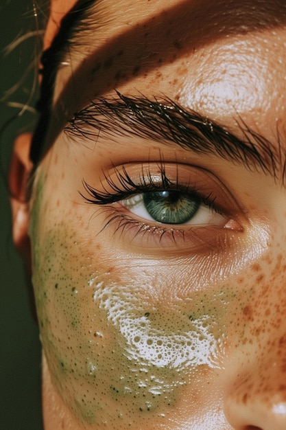 CloseUp Photo of a Young Woman Applying Face Mask Daily Skincare Routine