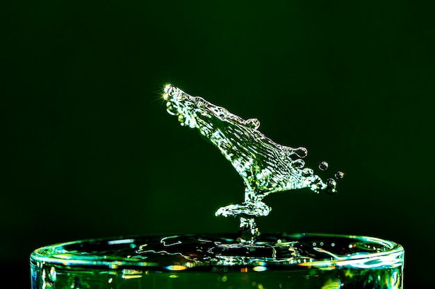 Closeup photograph of water splashes in the form of mushrooms