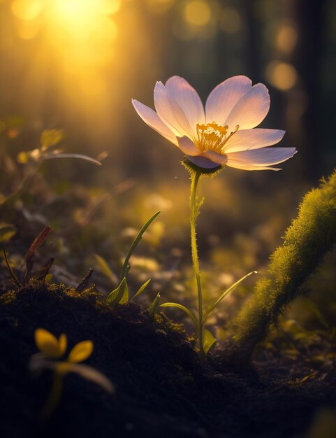 Closeup photograph of wildflowers in woodland