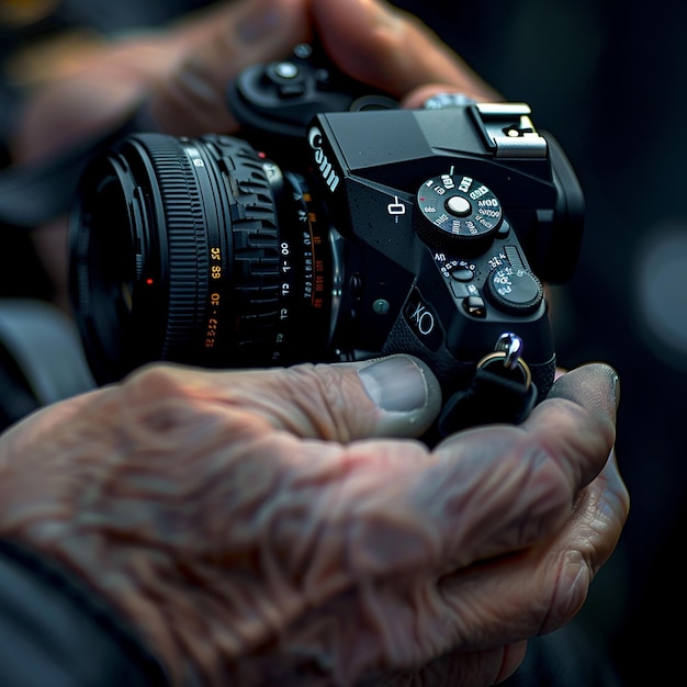 Closeup of Photographer Adjusting Camera Settings