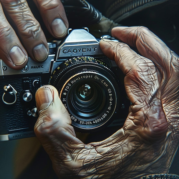 Closeup of Photographer Adjusting Camera Settings